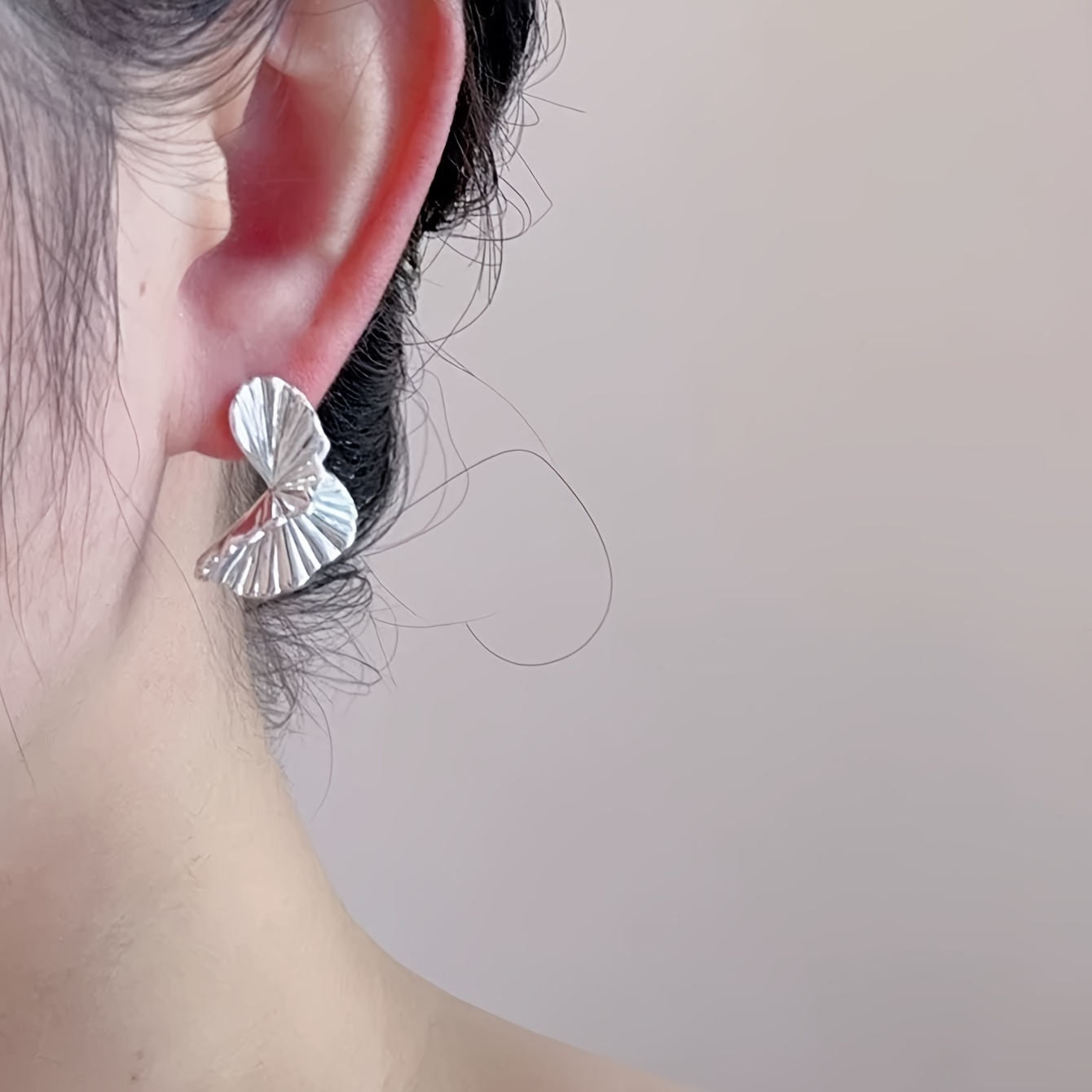 Women's Irregular Fan-Shaped Stud Earrings, Elegant Design